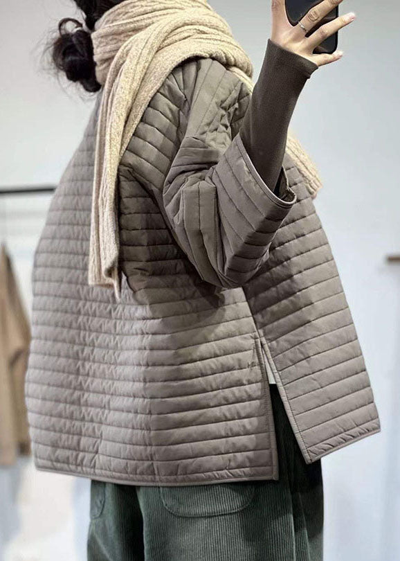 Chocolate Loose Fine Cotton Filled Parkaer Single Breasted Side Open Winter - Down Jackets - DYAVOR®