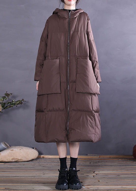 Chocolate Pockets Duck Down Down Coat Zip Up Winter - Down Jackets - DYAVOR®