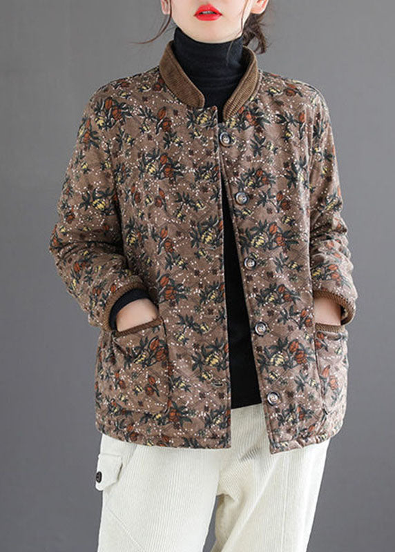 Chocolate Print Warm Fleece Puffers Jackets Stand Collar Winter - Down Jackets - DYAVOR®