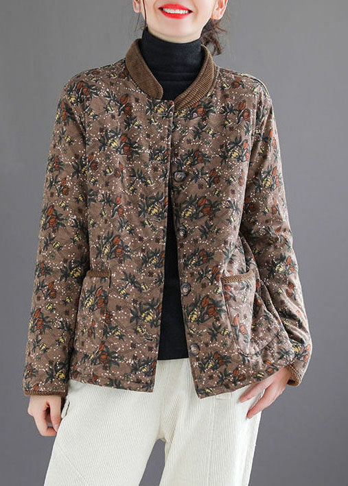 Chocolate Print Warm Fleece Puffers Jackets Stand Collar Winter - Down Jackets - DYAVOR®
