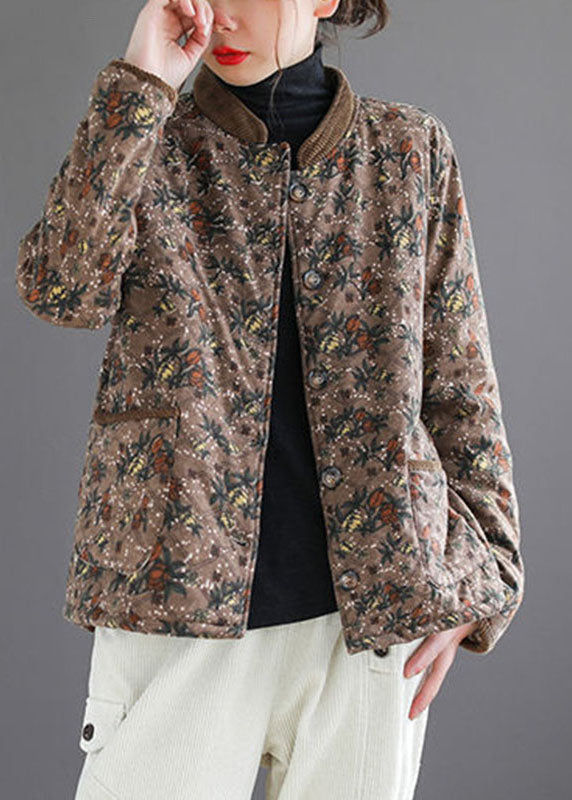 Chocolate Print Warm Fleece Puffers Jackets Stand Collar Winter - Down Jackets - DYAVOR®