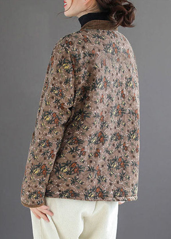 Chocolate Print Warm Fleece Puffers Jackets Stand Collar Winter - Down Jackets - DYAVOR®