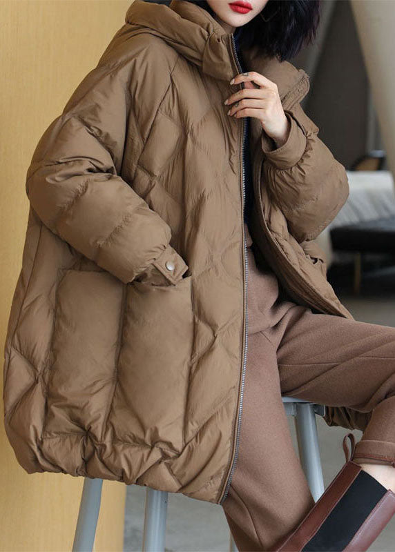 Chocolate Thick Duck Down Puffer Jacket Hooded Pockets Winter - Down Jackets - DYAVOR®