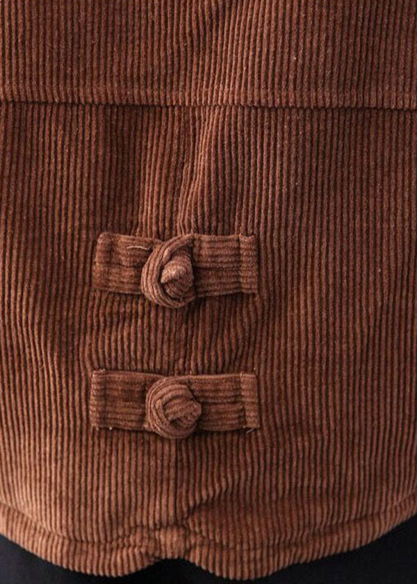 Chocolate Thick Fine Cotton Filled Corduroy Hooded Coat Winter - Down Jackets - DYAVOR®