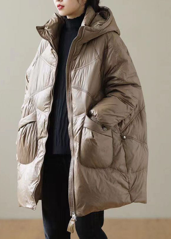 Chocolate Trendy Duck Down Down Coats Zip Up Pockets Winter - Down Jackets - DYAVOR®