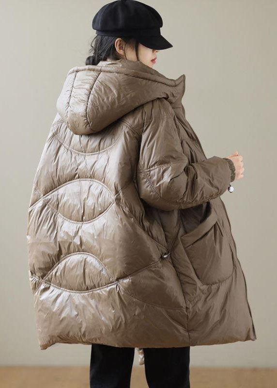 Chocolate Trendy Duck Down Down Coats Zip Up Pockets Winter - Down Jackets - DYAVOR®