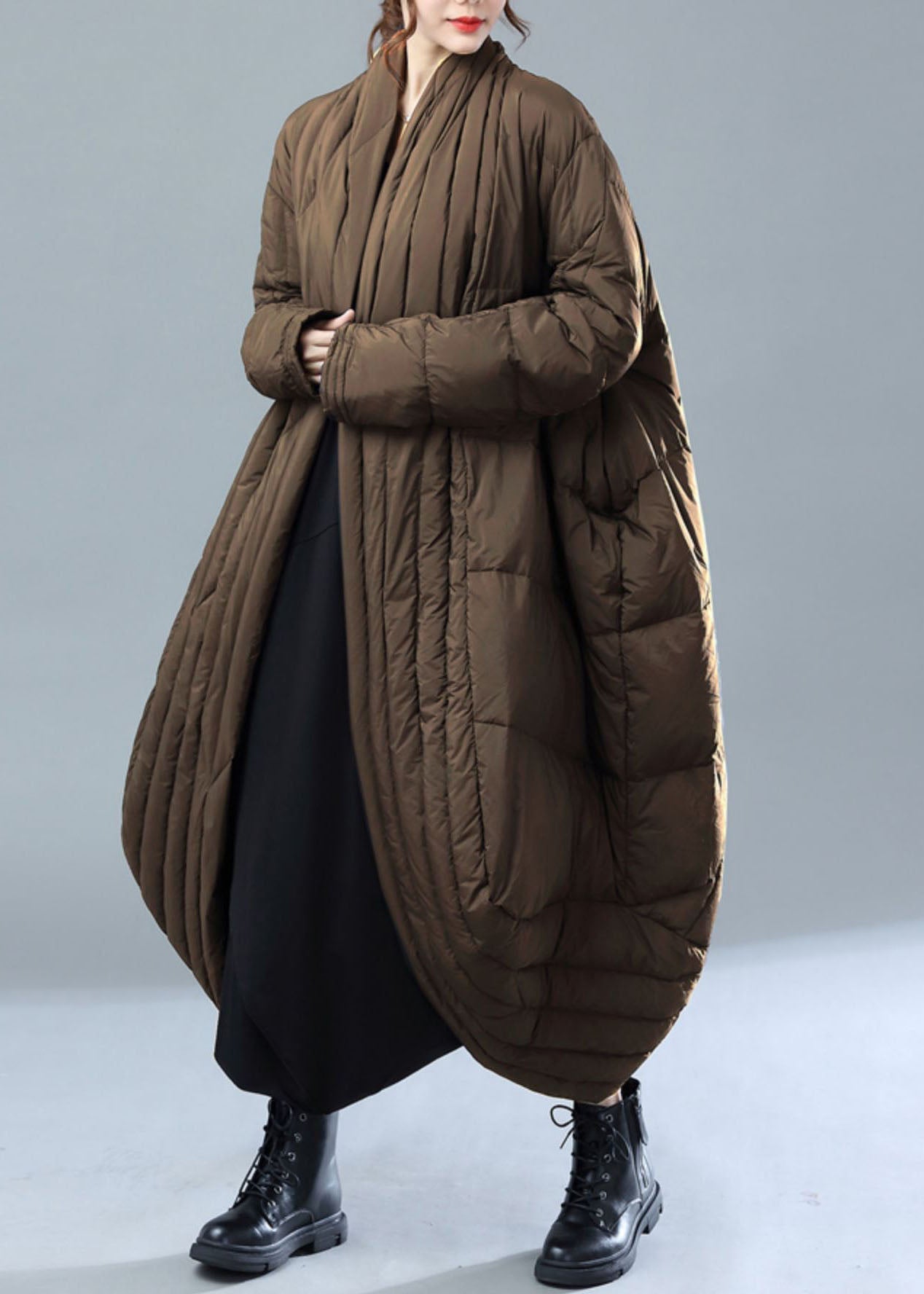 Chocolate Warm Duck Down Women Witner Coats Side Open - Down Jackets - DYAVOR®