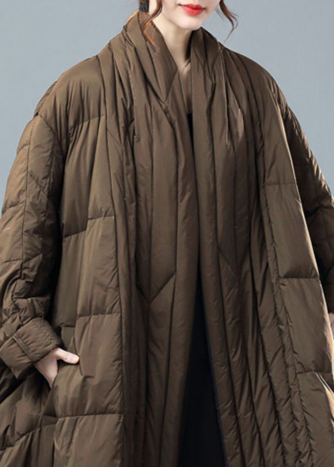Chocolate Warm Duck Down Women Witner Coats Side Open - Down Jackets - DYAVOR®