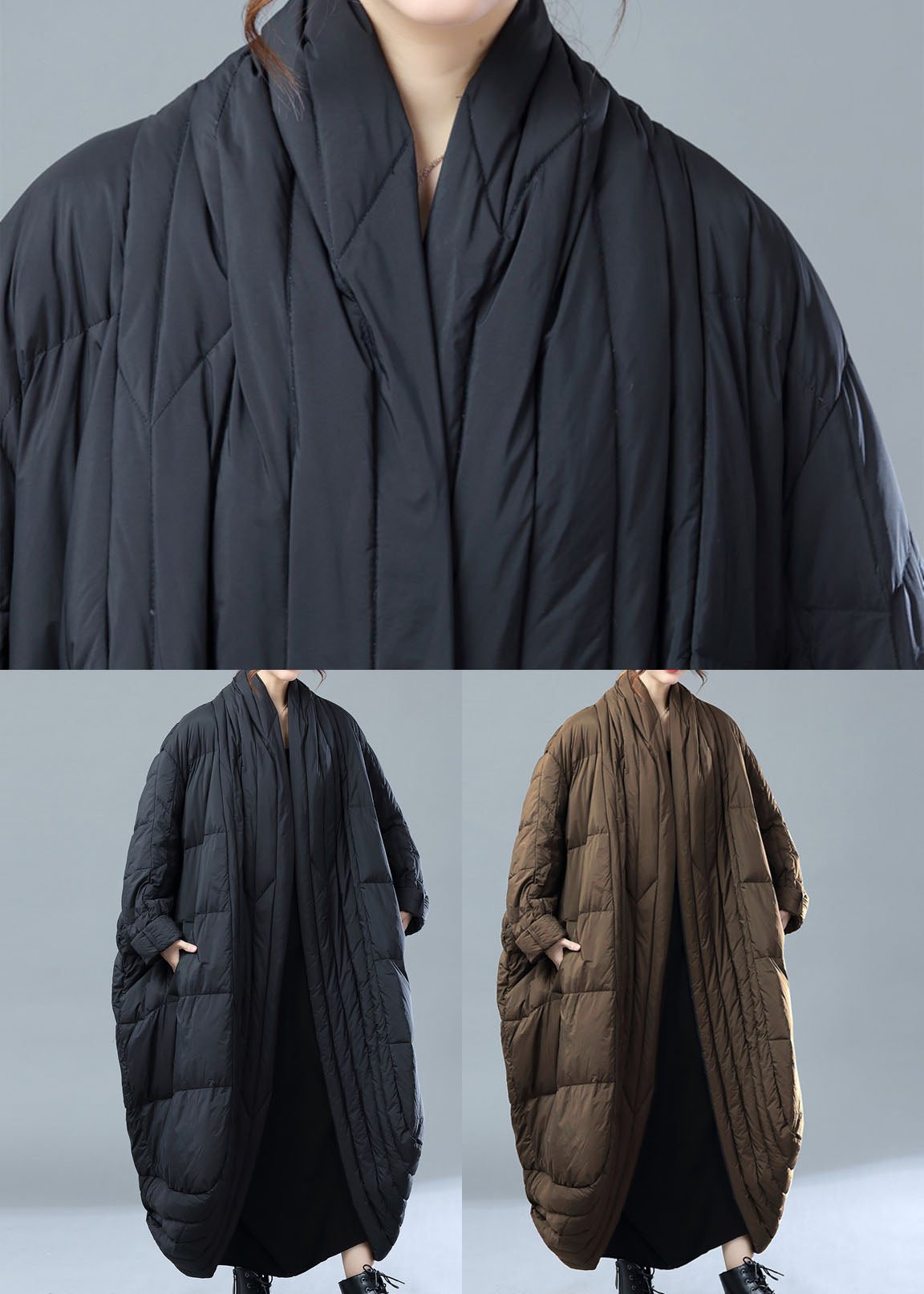 Chocolate Warm Duck Down Women Witner Coats Side Open - Down Jackets - DYAVOR®