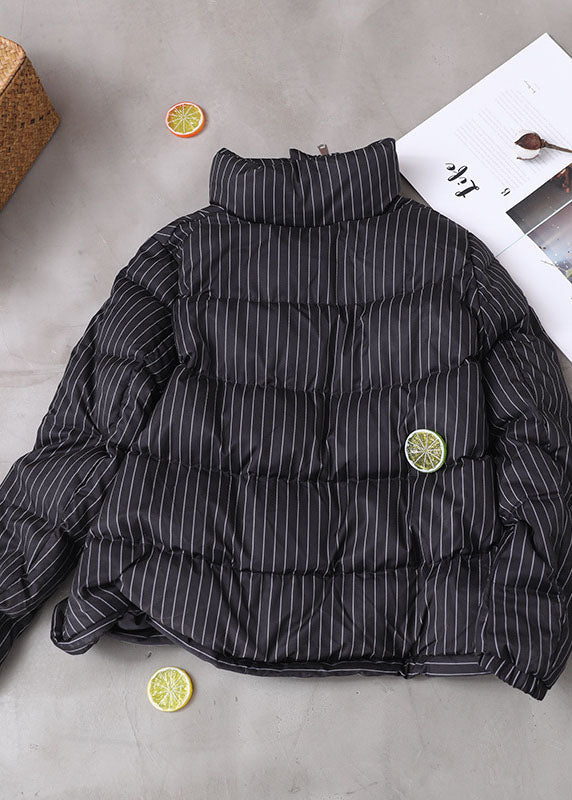 DIY Black Striped zippered Button Winter Duck Down Coats - Down Jackets - DYAVOR®