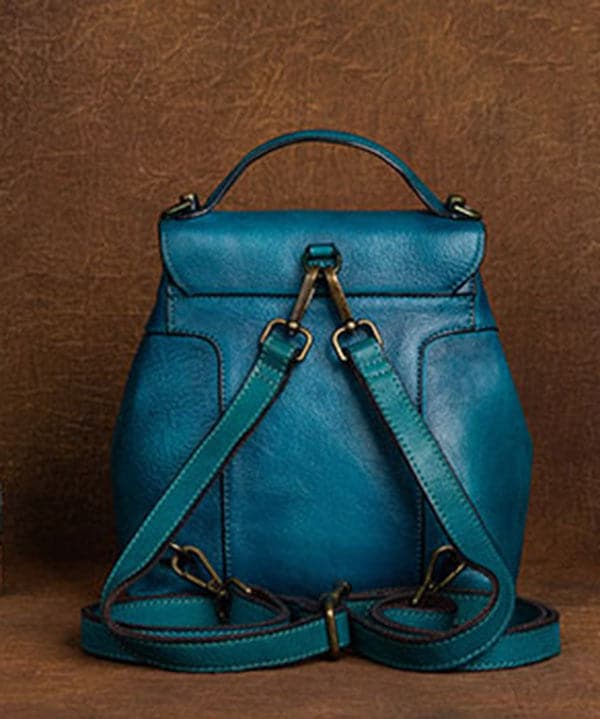 DIY Blue Oriental Paintings Calf Leather Backpack Bag - Backpack Bag - DYAVOR®