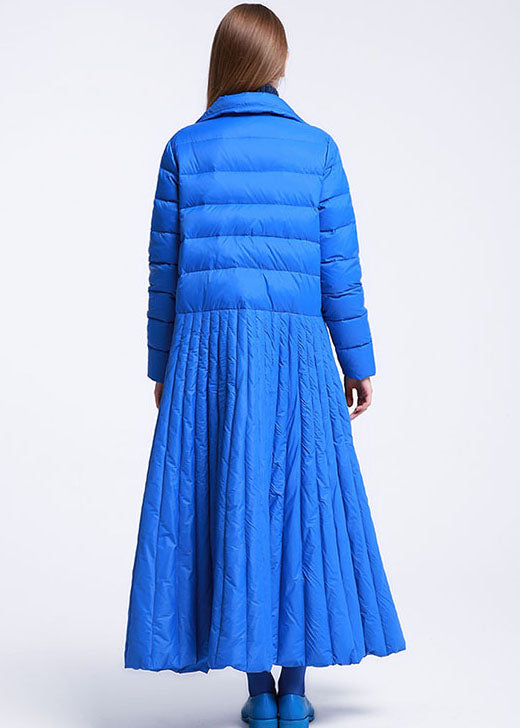 DIY Blue Stand Collar zippered Winter Down Coat - Down Jackets - DYAVOR®