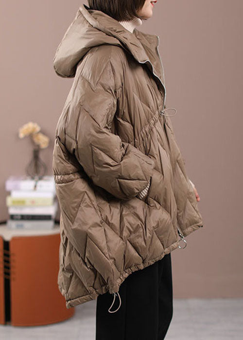 DIY Khaki Cinched Pockets Duck Down Winter down coat - Down Jackets - DYAVOR®