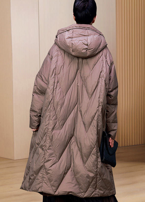 DIY Khaki Hooded Drawstring Oversized Duck Down Down Coat Winter - Down Jackets - DYAVOR®