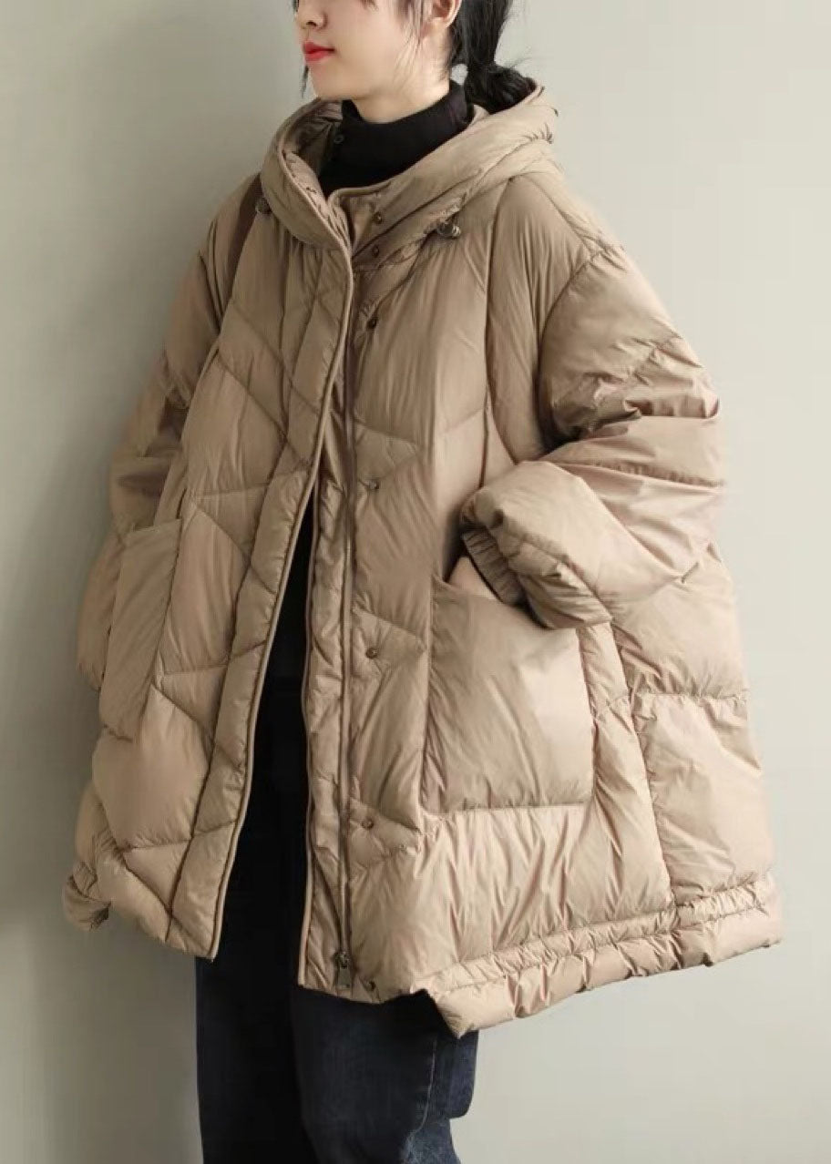 DIY Khaki hooded Pockets Winter Duck Down Coat - Down Jackets - DYAVOR®