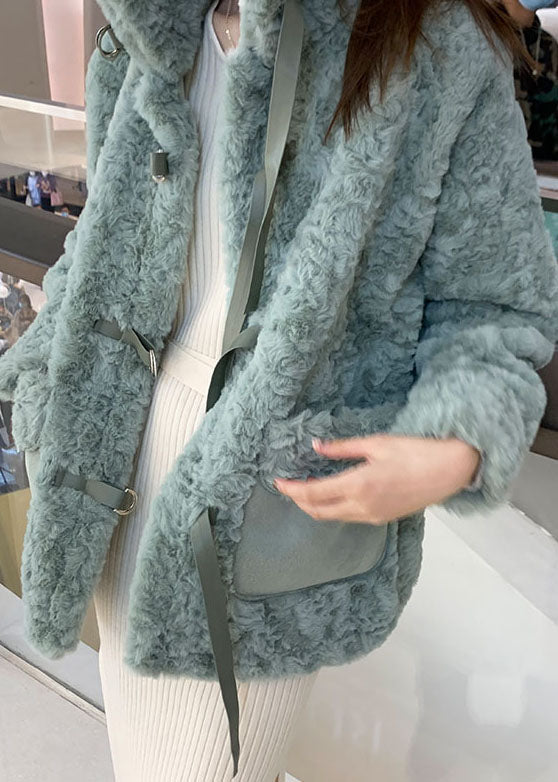 DIY Light Green Pockets Faux Fur Winter outwear - Down Jackets - DYAVOR®