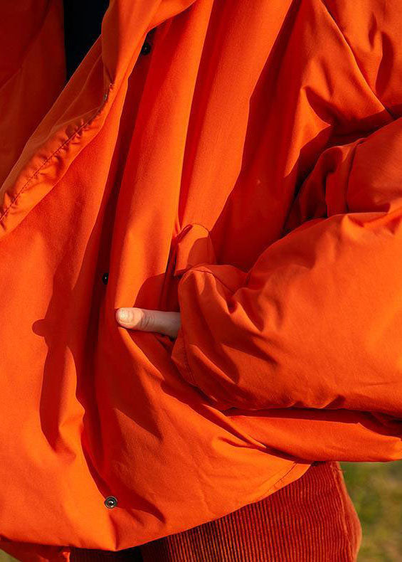 DIY Orange Hooded Oversized Solid Color Duck Down Puffer Coat Batwing Sleeve - Down Jackets - DYAVOR®