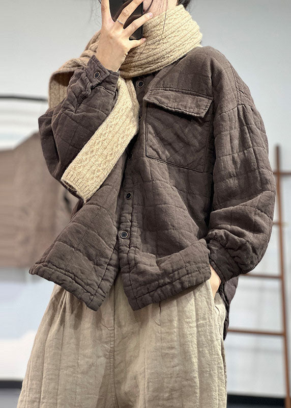 DIY Orange Peter Pan Collar Solid Solid Fine Cotton Filled Linen Coats Winter - Down Jackets - DYAVOR®