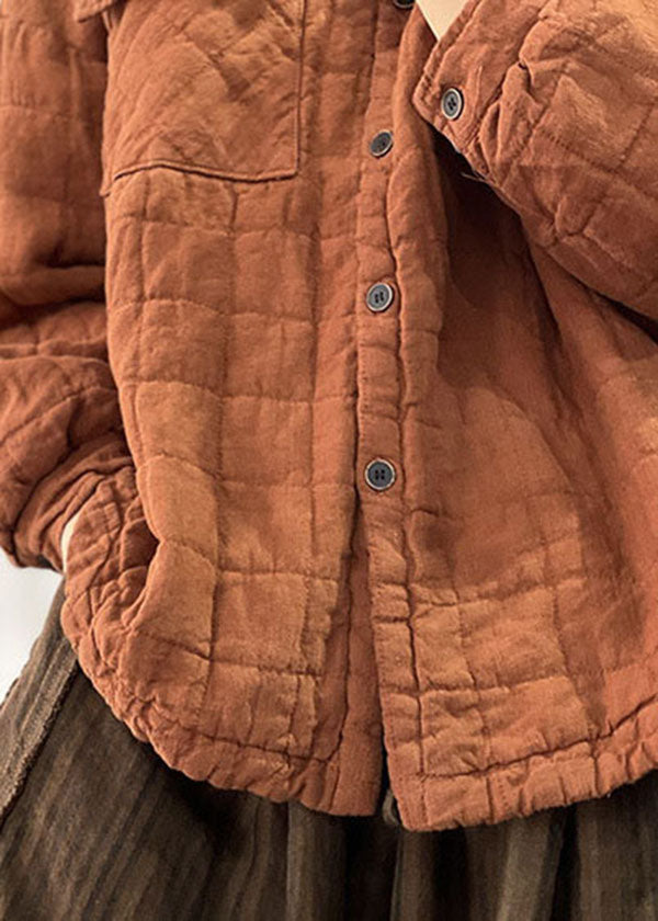 DIY Orange Peter Pan Collar Solid Solid Fine Cotton Filled Linen Coats Winter - Down Jackets - DYAVOR®