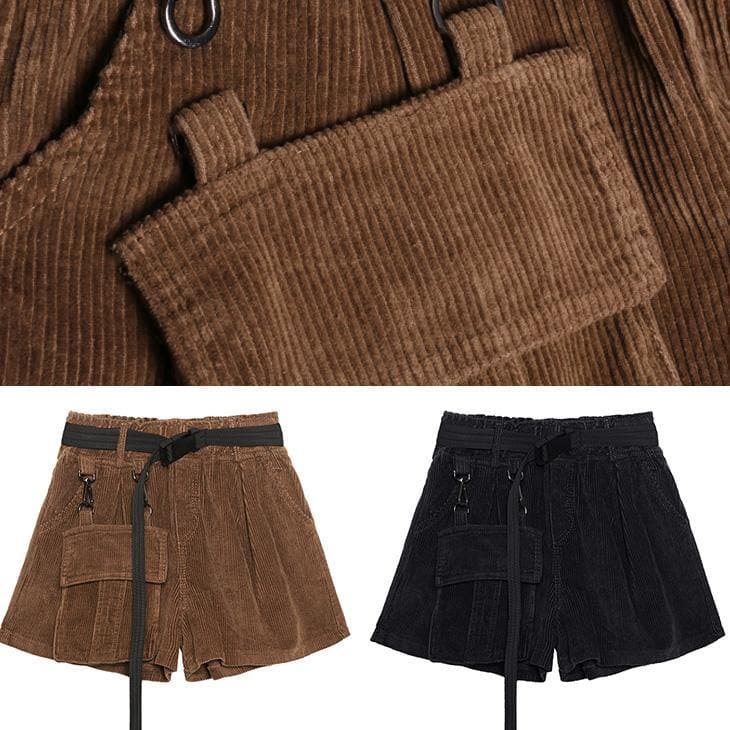 DIY black pant plus size clothing big pockets high waist Gifts wild short pants - - DYAVOR®