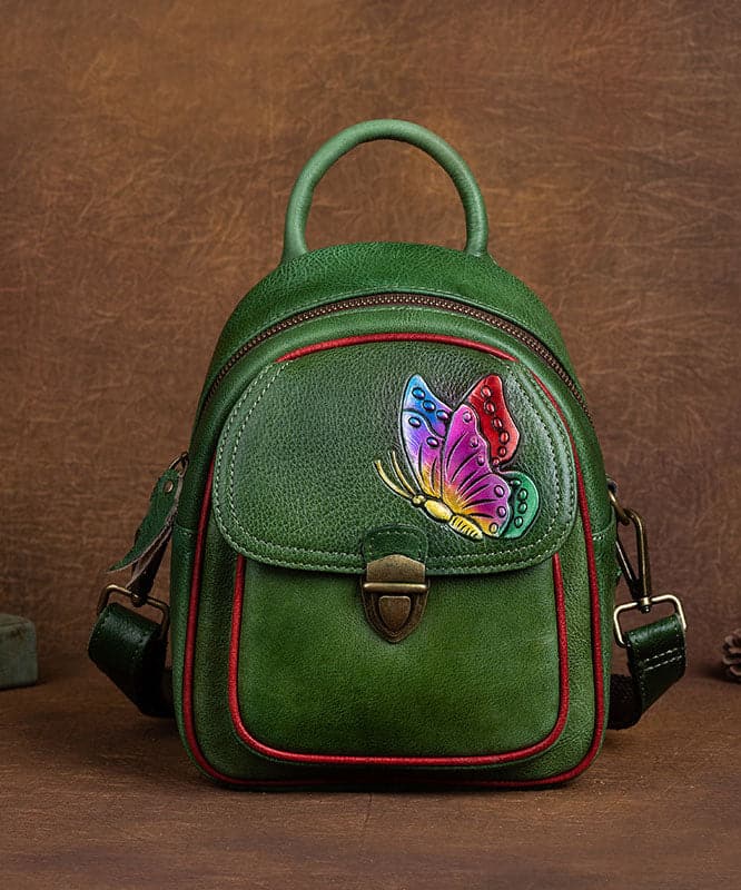 DIY retro Green Versatile Paitings Calf Leather Backpack Bag - Backpack Bag - DYAVOR®