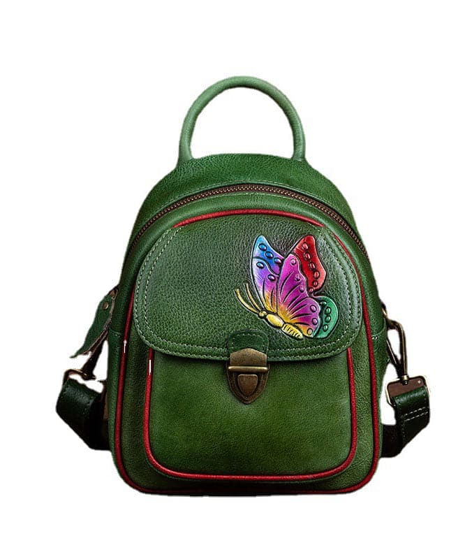 DIY retro Green Versatile Paitings Calf Leather Backpack Bag - Backpack Bag - DYAVOR®