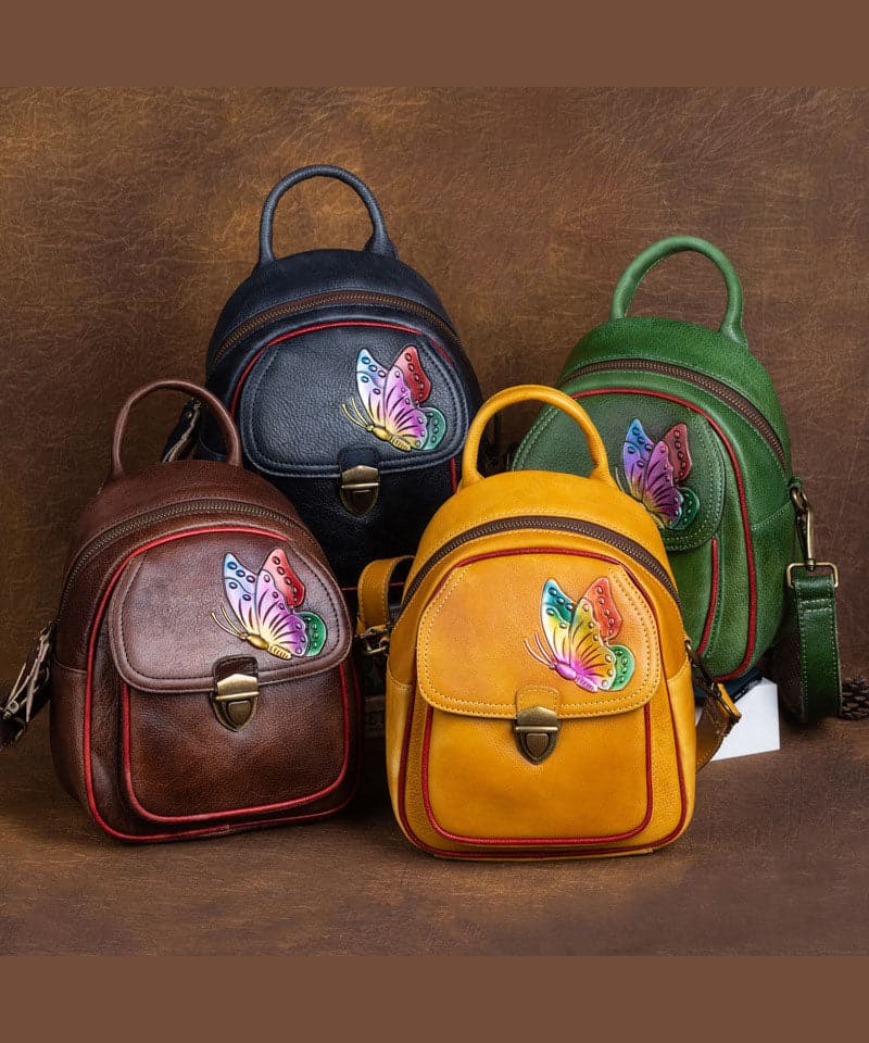 DIY retro Green Versatile Paitings Calf Leather Backpack Bag - Backpack Bag - DYAVOR®