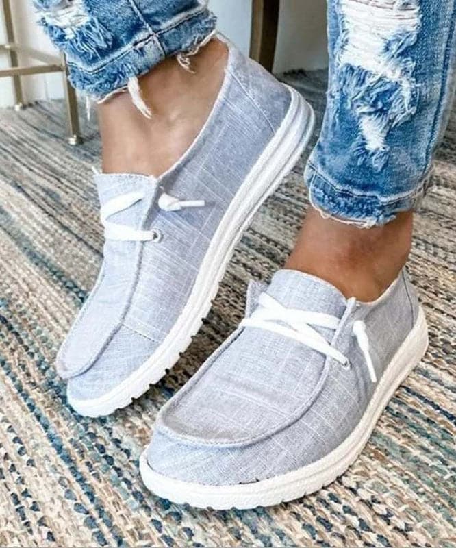 Dark Leopard Print Flat Shoes Cotton Fabric Boutique Lace Up Flat Shoes For Women - Flats Shoes - DYAVOR®