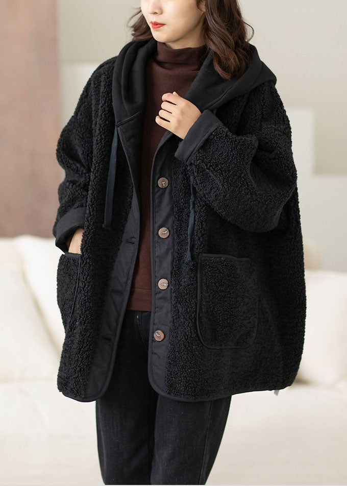 Diy Black Hooded Patchwork Thick Teddy Faux Fur Coats In Winter - Down Jackets - DYAVOR®