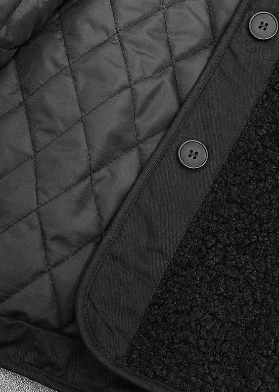 Diy Black Hooded Patchwork Thick Teddy Faux Fur Coats In Winter - Down Jackets - DYAVOR®