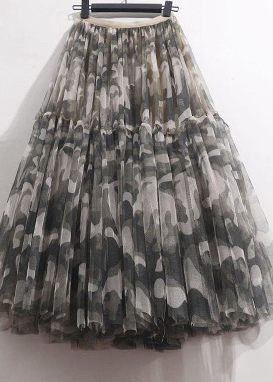 Diy Camouflage Wrinkled Patchwork Tulle Skirt Summer - Skirts - DYAVOR®