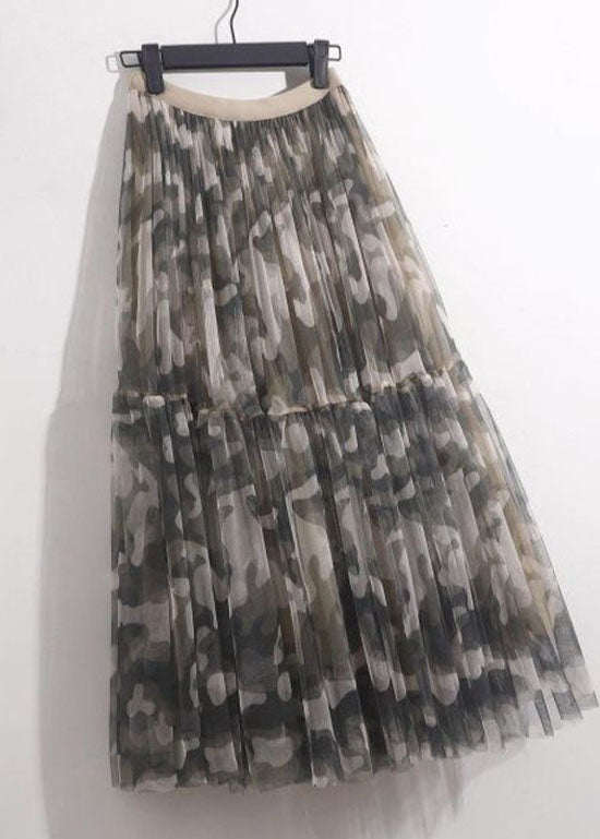 Diy Camouflage Wrinkled Patchwork Tulle Skirt Summer - Skirts - DYAVOR®
