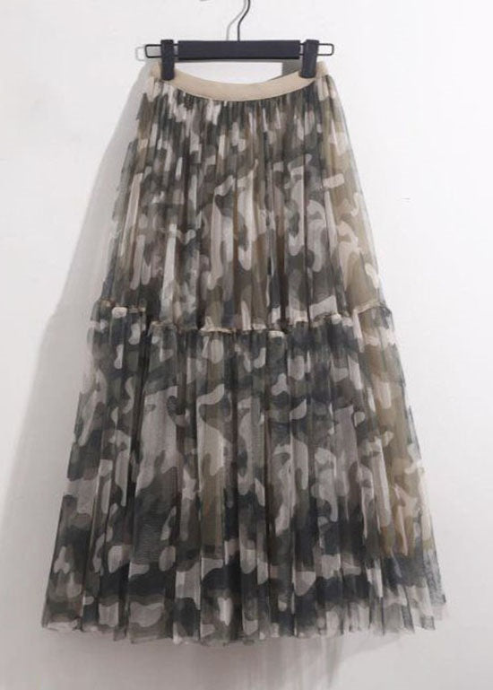 Diy Camouflage Wrinkled Patchwork Tulle Skirt Summer - Skirts - DYAVOR®