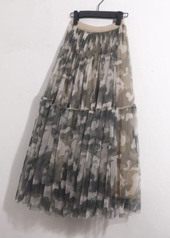 Diy Camouflage Wrinkled Patchwork Tulle Skirt Summer - Skirts - DYAVOR®