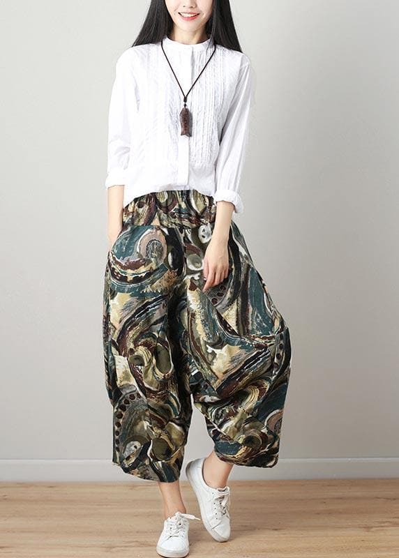 Diy Denim Blue Elastic Waist Cotton Linen Summer Harem Pants - Pants - DYAVOR®