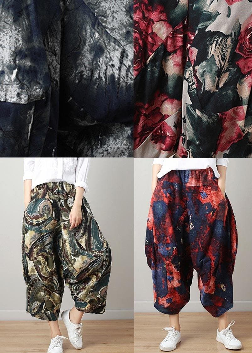 Diy Denim Blue Elastic Waist Cotton Linen Summer Harem Pants - Pants - DYAVOR®