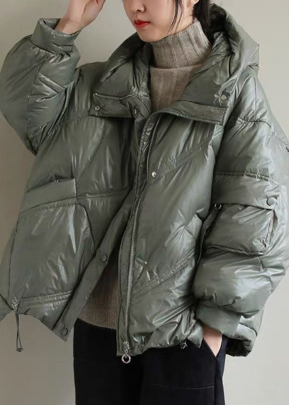 Elegant Beige Hooded drawstring Duck Down Jacket Winter - Down Jackets - DYAVOR®