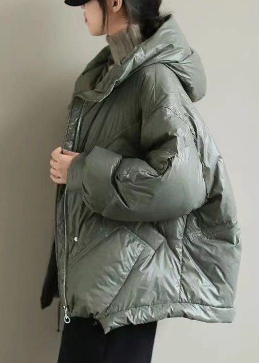 Elegant Beige Hooded drawstring Duck Down Jacket Winter - Down Jackets - DYAVOR®