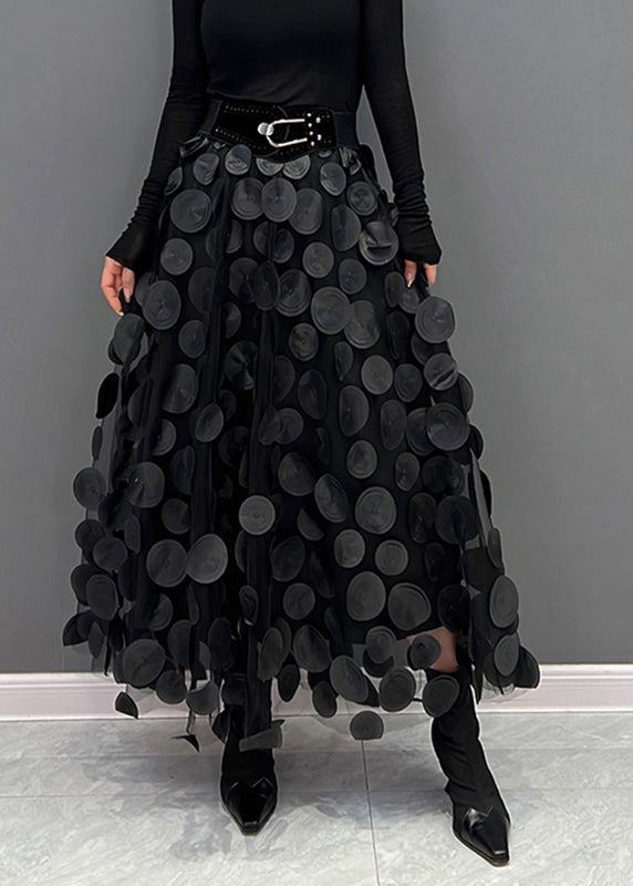 Elegant Dark Green Dot Patchwork Tulle Skirt Fall - Skirts - DYAVOR®