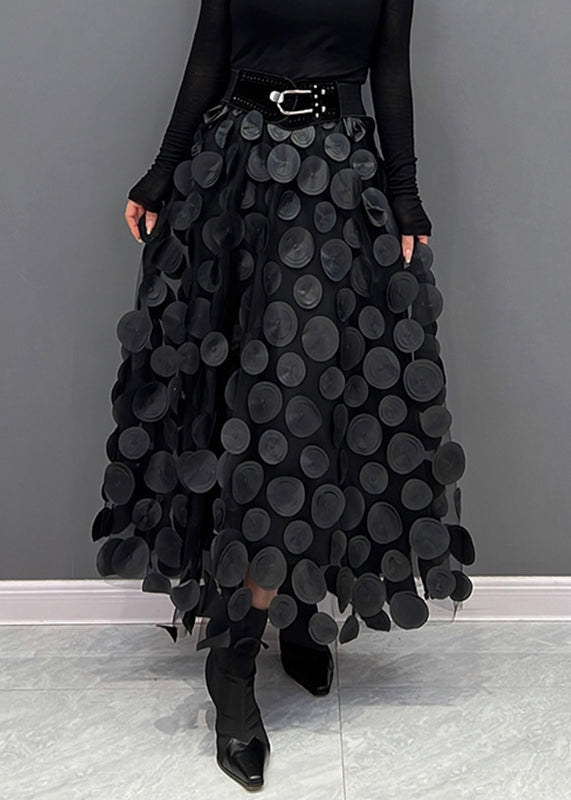Elegant Dark Green Dot Patchwork Tulle Skirt Fall - Skirts - DYAVOR®