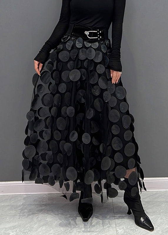 Elegant Dark Green Dot Patchwork Tulle Skirt Fall - Skirts - DYAVOR®