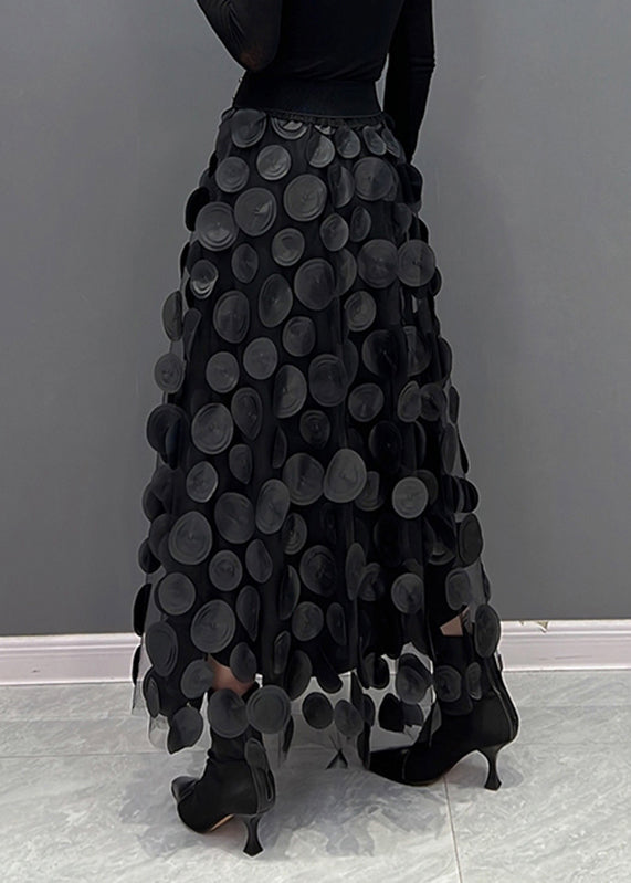 Elegant Dark Green Dot Patchwork Tulle Skirt Fall - Skirts - DYAVOR®