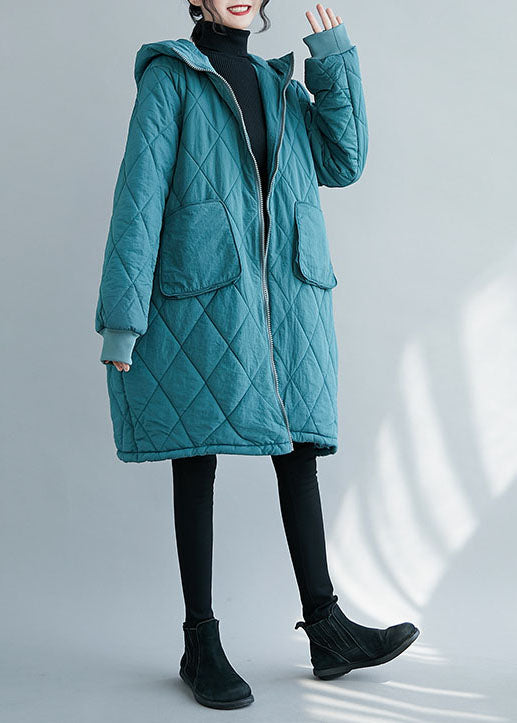 Elegant Blue Zip Up thick Fine Cotton Filled Parka Winter - Down Jackets - DYAVOR®