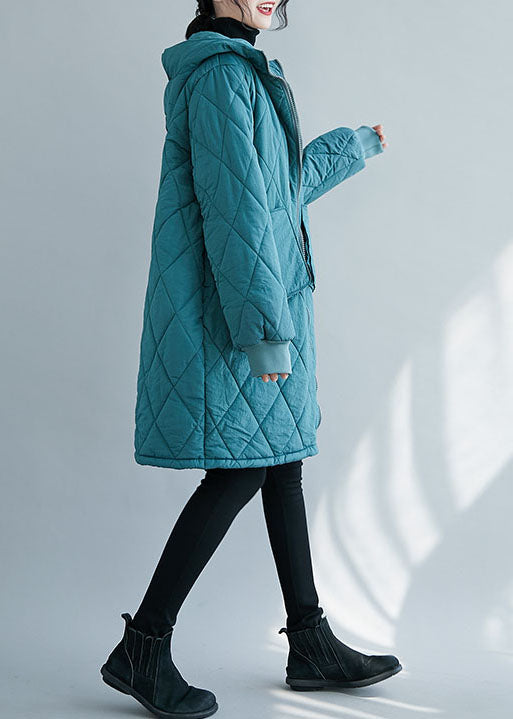Elegant Blue Zip Up thick Fine Cotton Filled Parka Winter - Down Jackets - DYAVOR®