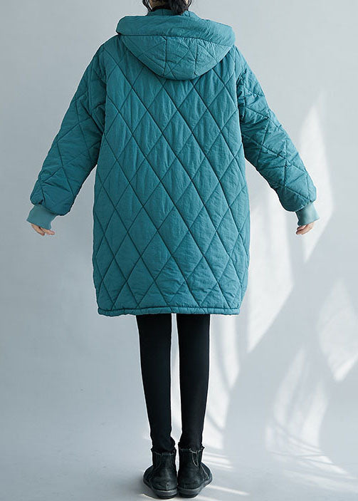 Elegant Blue Zip Up thick Fine Cotton Filled Parka Winter - Down Jackets - DYAVOR®