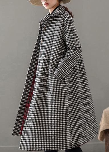 Elegant Iapel Pockets Fine Clothes For Women Black Plaid Tunic Coat - Trench coats - DYAVOR®
