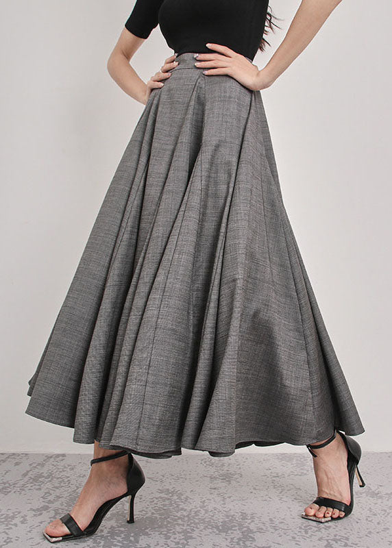 Elegant Italian Grey Patchwork pleated Skirts Spring - Skirts - DYAVOR®
