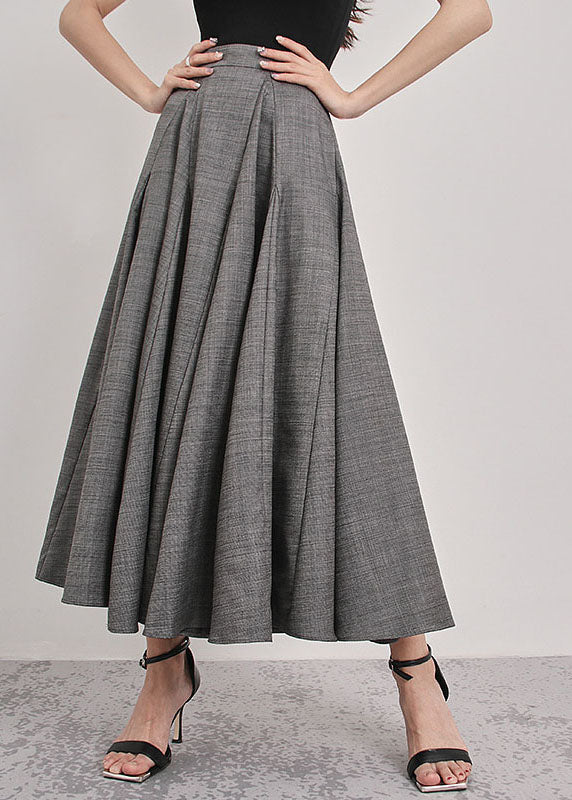 Elegant Italian Grey Patchwork pleated Skirts Spring - Skirts - DYAVOR®