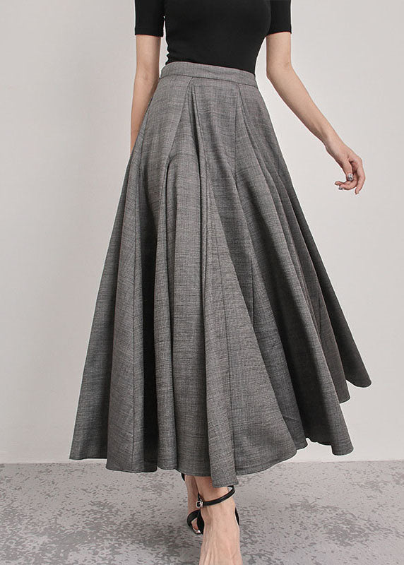 Elegant Italian Grey Patchwork pleated Skirts Spring - Skirts - DYAVOR®