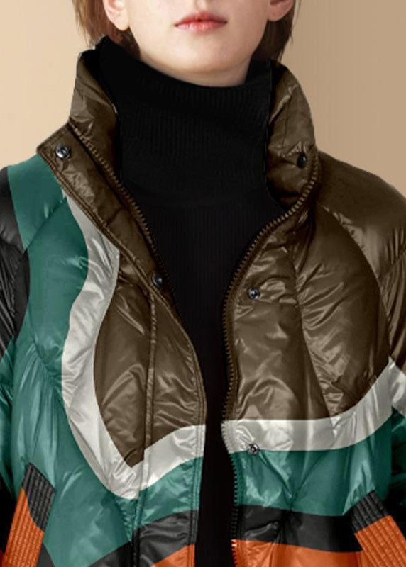 Elegant Red Stand Collar Zip Up Print Fine Cotton Filled Parkaer Winter - Down Jackets - DYAVOR®